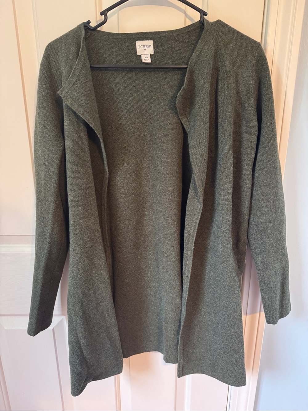J. Crew Olive Green Draped Open-Front Cardigan